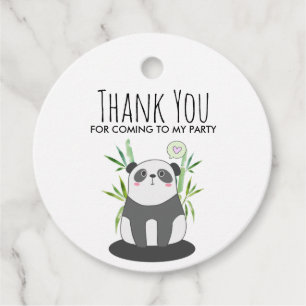 Étiquettes Cadeau Panda noir et blanc mignonne en Bambou