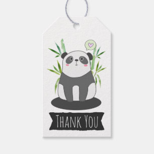 Étiquettes-cadeau Panda noir et blanc mignonne en Merci Bambou