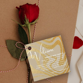 Étiquettes Cadeau Panier cadeau de bienvenue Mariage or moderne fant
