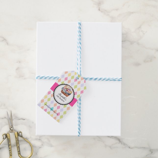 Étiquettes-cadeau Panier cadeau personnalisé (Avec de laficelle)