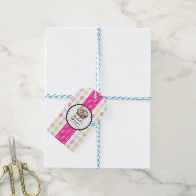Étiquettes-cadeau Panier cadeau personnalisé (Avec de laficelle)