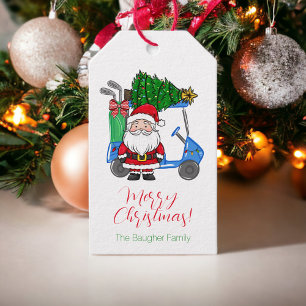 Étiquettes-cadeau Panier de golf de Noël personnalisé Père Noël Tree