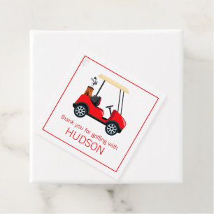 Étiquettes Cadeau Panier de golf rouge personnalisé