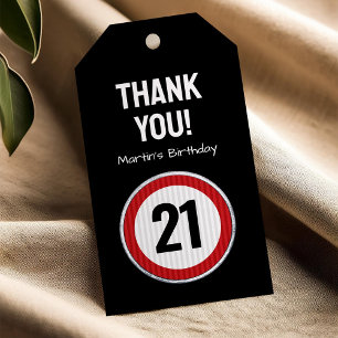 Étiquettes-cadeau Panneau de Limite de Vitesse pour 21ème Anniversai