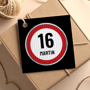 Étiquettes Cadeau Panneau de vitesse pour 16e anniversaire