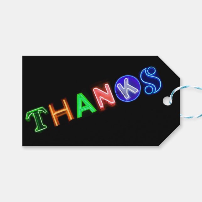 Étiquettes-cadeau Panneau néon Luminosité dans l'obscurité Merci cad (Devant (Horizontal))