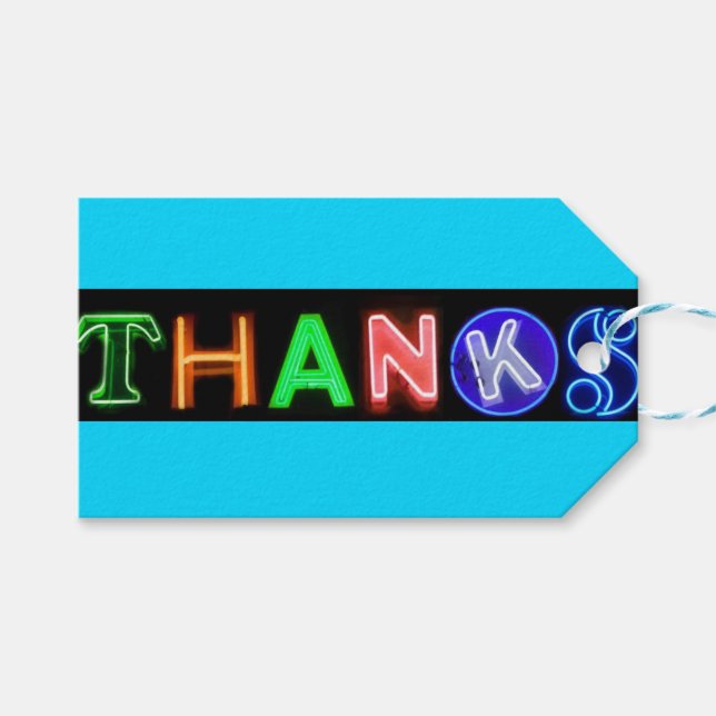 Étiquettes-cadeau Panneau néon Luminosité dans l'obscurité Merci cad (Devant (Horizontal))