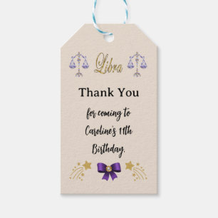 Étiquettes-cadeau Panneau Zodiac peint Parties scintillant or Libra 