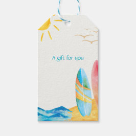 Étiquettes-cadeau Panneaux de surf sur sable