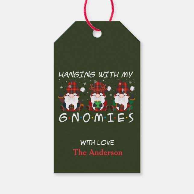 Étiquettes-cadeau Panser avec mes Gnomies Noël personnalisé (Devant)