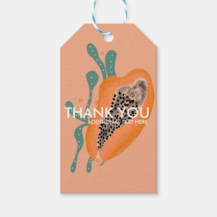 Étiquettes-cadeau Papaye Fruit Tropical Abstrait Merci