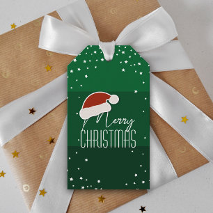 Étiquettes-cadeau Papercut simple et élégante Santa Hat Joyeux Noël