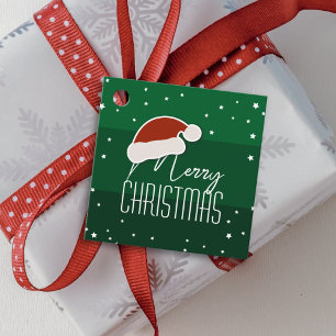 Étiquettes Cadeau Papercut simple et élégante Santa Hat Joyeux Noël