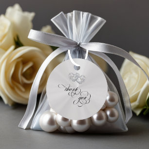 Étiquettes Cadeau Papeterie coeurs liés - Perle blanche/Argent