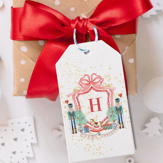 Étiquettes-cadeau Papier carré de crête de casse-noisette de Noël de (Créateur téléchargé)