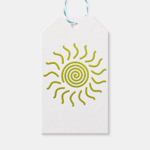 Étiquettes-cadeau Papier coupé Soleil jaune