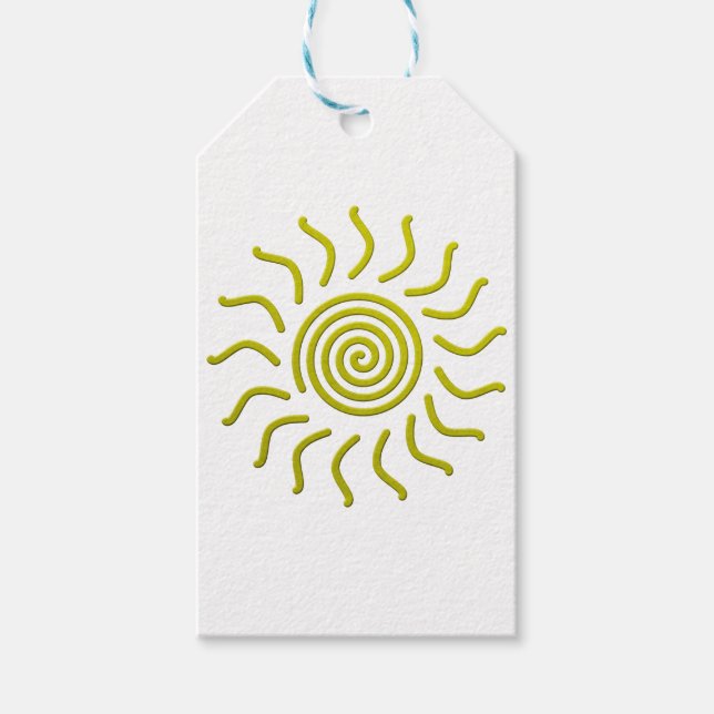 Étiquettes-cadeau Papier coupé Soleil jaune (Devant)
