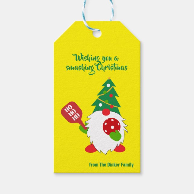 Étiquettes-cadeau 🎅 💛 papier de pickball de Noël (Devant)