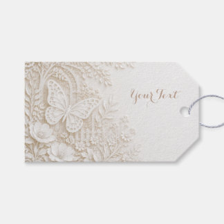 Étiquettes-cadeau Papier découpé élégant papillon avec cadre floral