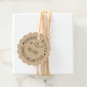 Étiquettes Cadeau Papier Kraft fait avec Amour   Mariage