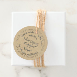 Étiquettes Cadeau Papier Kraft Rustique fait maison Muffins bleuets