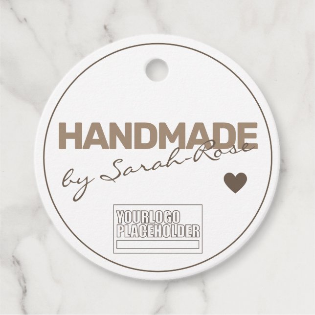 Étiquettes Cadeau Papier naturel rustique artisanal Modèle Logo simp (Devant)