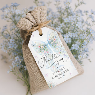Étiquettes-cadeau Papillon à l'arc bleu Baby Shower Merci