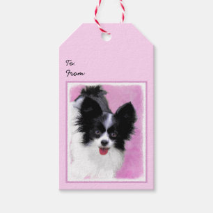 Étiquettes-cadeau Papillon (blanc et noir) Peinture - Chien Art