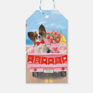 Étiquettes-cadeau Papillon Chien Saint-Valentin Coeurs de Camion
