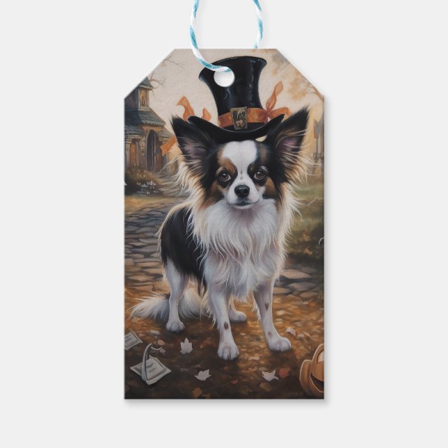 Étiquettes-cadeau Papillon Citrouille Halloween effroi (Devant)