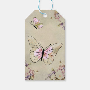 Étiquettes-cadeau Papillon de fleur de cerisier