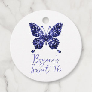 Étiquettes Cadeau Papillon en cristal de tanzanite, pierre de naissa