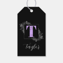 Papillon floral violet Monogramme personnalisé - L