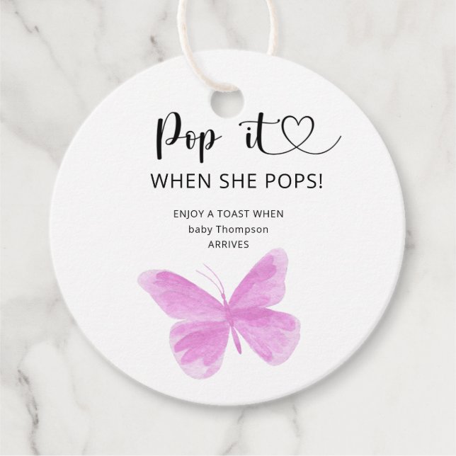 Étiquettes Cadeau Papillon - Pop-it quand elle popote baby shower (Devant)
