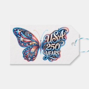 Étiquettes-cadeau Papillon pour le 250e anniversaire des États-Unis