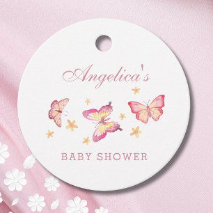 Étiquettes Cadeau Papillon rose Dusty féminin Baby Girl Douche