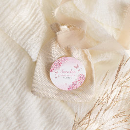 Étiquettes Cadeau Papillon rose floral fille Baby shower Merci