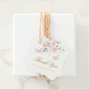 Étiquettes Cadeau Papillon rose Quinceañera
