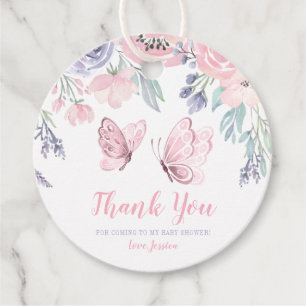 Étiquettes Cadeau Papillon rose violet Baby shower de fille papillon