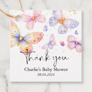 Étiquettes Cadeau Papillon rose violet Baby shower fille
