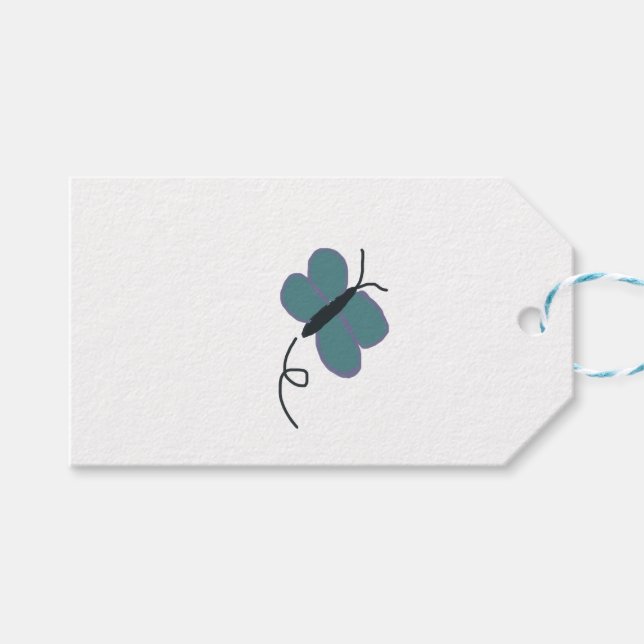 Étiquettes-cadeau Papillon turquoise Et Violet (Devant (Horizontal))