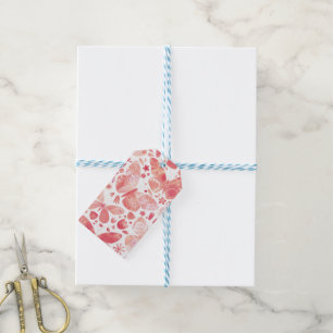 Étiquettes-cadeau Papillons Aquarelle Corail rose