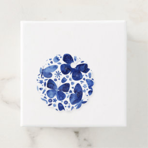 Étiquettes Cadeau Papillons Aquarelle Indigo Blue