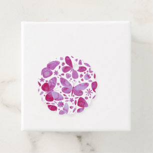 Étiquettes Cadeau Papillons Aquarelle rose