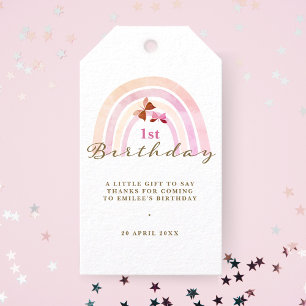 Étiquettes-cadeau Papillons arc-en-ciel Anniversaire Pastel Merci ro