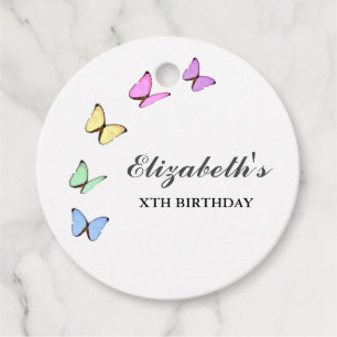 Étiquettes Cadeau Papillons colorés Anniversaire