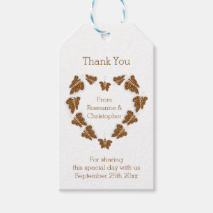 Étiquettes-cadeau Papillons couleur chocolat Mariage design