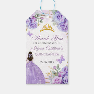 Étiquettes-cadeau Papillons de la Couronne princes de Quinceañera en