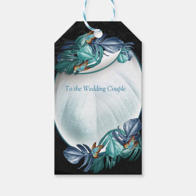 Étiquettes-cadeau Papillons du Paradis/Tropical Turquoise Splash (Devant)