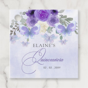 Étiquettes Cadeau Papillons Lilac Floral Russe Quinceanera